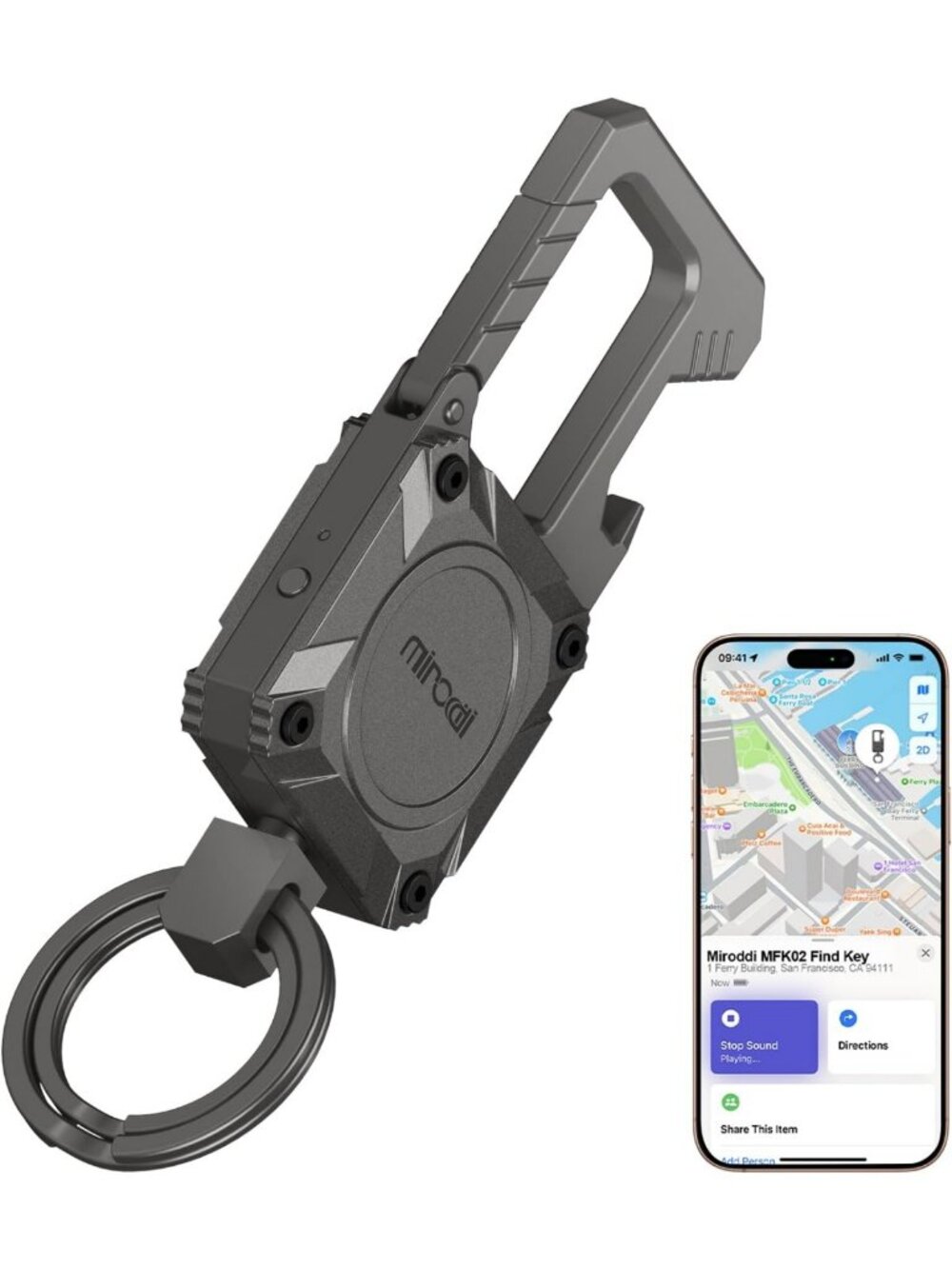 Metal Carabiner Keychain with Apple Find My, Perfect for Car Keys & Accessories